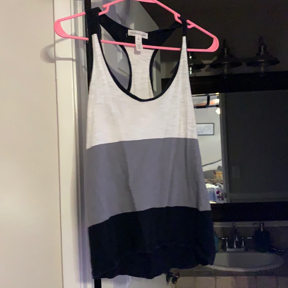 Black grey and white racer back top
